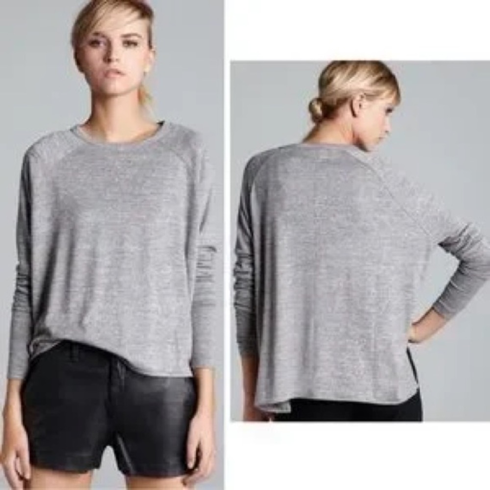 RAG & BONE Camden Long Sleeve Tee Top Sweater Light Grey M